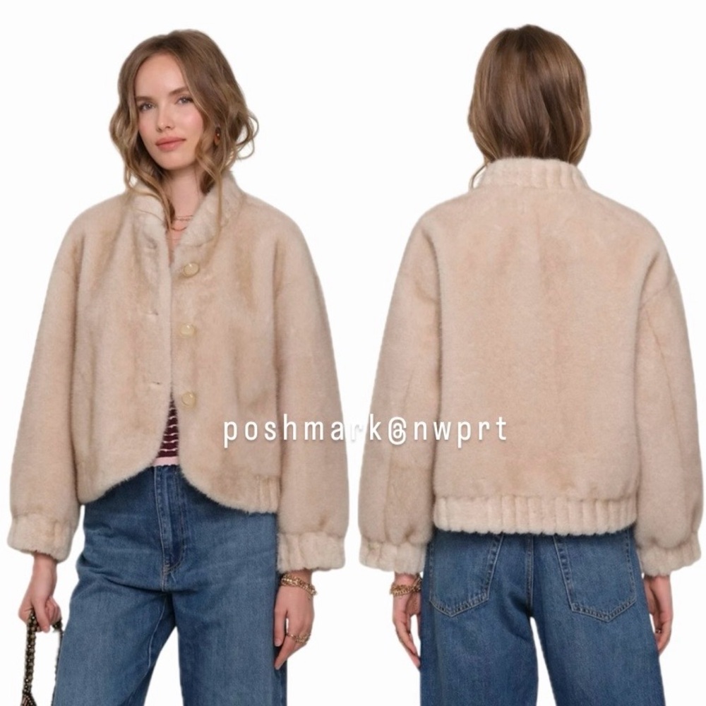 NWT 💕 Heartloom Gellar Jacket Coat Faux Fur Teddy Almond Cream Beige XS 0 2 - Picture 2 of 15